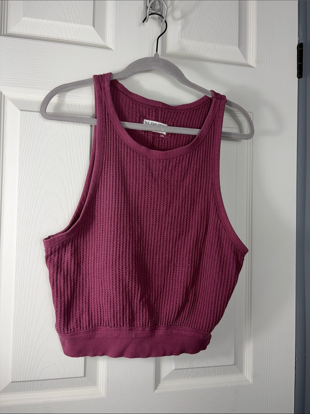 We The Free Cropped Waffle Tank - Plum Berry